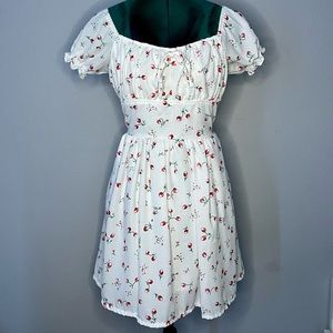 White Cherry Print Dress